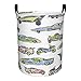 Cesta de lavandería grande para coches de carreras vintage, cesta de lavandería con asa, cesta redonda de almacenamiento para almacenamiento de ropa de dormitorio