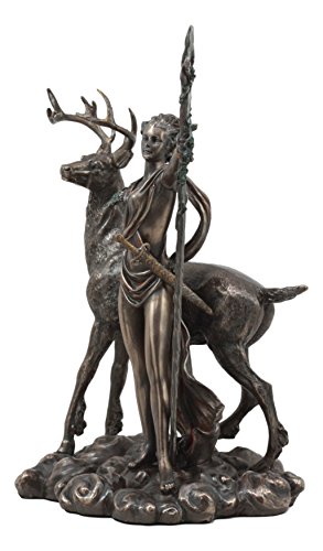 Estatua Diana diosa griega de la caza con ciervo 11.5" miniatura 3