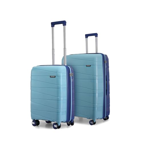 Image of Provogue Azure Hard-Sided PP Set of 2 Luggage Suitcase | Expandable Space with 8 Wheels Trolley Bags for Travel | Lightweight with Combination Lock | 5 Year Warranty (Saphire Blue /Peacock Blue)