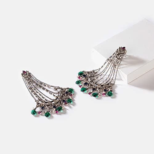 Image of Shaya by Caratlane| 925 Silver| Feeling Shundor Oxidised Earrings | Gifts for Womens & Girls