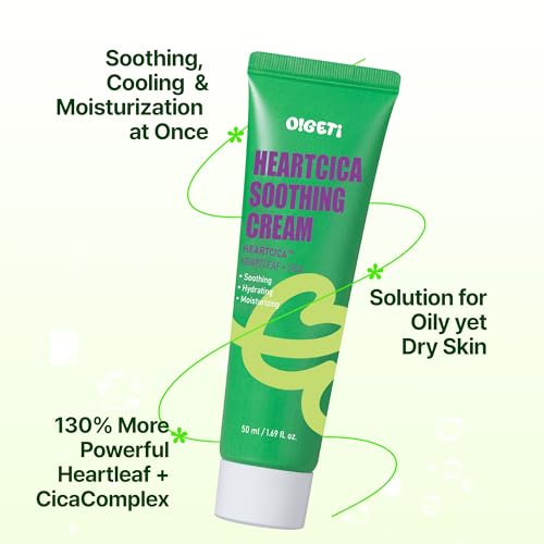 O!GETi HeartCica Soothing Cream, Lightweight Moisturizer with Heartleaf & Cica Complex, Triple Patented Hydration, 1.7 fl.oz