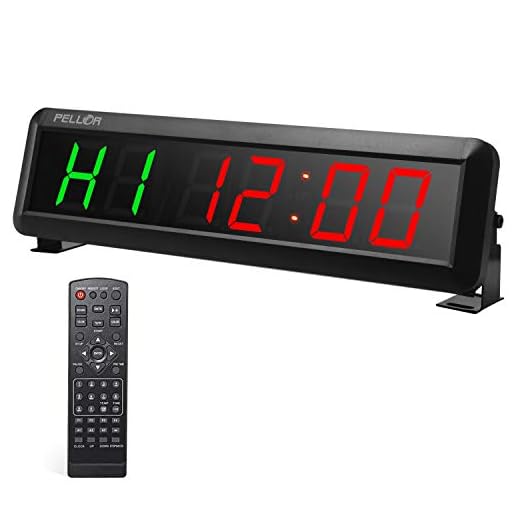 PELLOR Temporizador con Pantalla LED, Reloj de Pared 6 Dígitos LED Temporizador de Intervalos , Reloj en Tiempo Real de 12/24 Horas, Gym Temporizador con Mando a Distancia por Infrarrojos