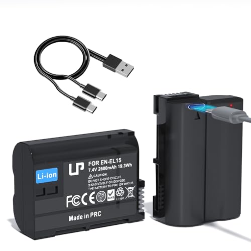 LP EN EL15C   Paquete de 2 baterías USB C de carga rápida de 2600 mAh para baterías Nikon EN EL15C, compatible con Zf Z8 Z7 Z7II Z6 Z6II Z5 D7000 D7100 D7200 D7500 D500 D600 D610 D750 D750 D750 D50
