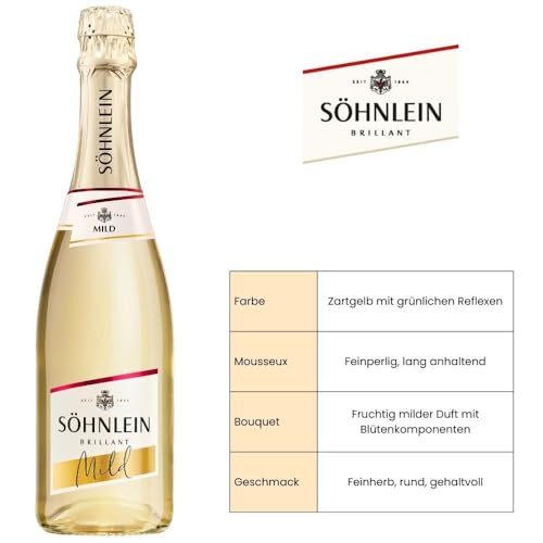 Söhnlein Brillant Mild Sekt (6x0,75 l) – Milder Sekt mit fruchtigem Aroma von Apfel und Mirabelle– Passend für Feste, Brunch und besondere Momente