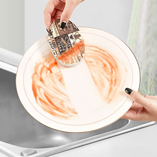 Image of Coffee Topics Cafe Design Kitchen Sponges Cleaning Dish Sponges Non-Scratch Natural Scrub Sponge for Kitchen Bathroom Cars pack of 3