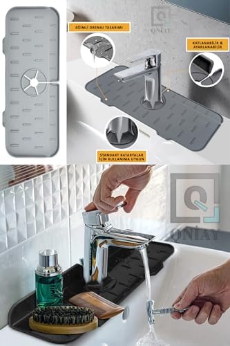 QNİAY Pratik Musluk Matı Mutfak Ve Banyo Koruyucu Musluk Ve Lavabo Matı Musluk Tezgah Evye Üstü Su Tutucu - Görsel 6