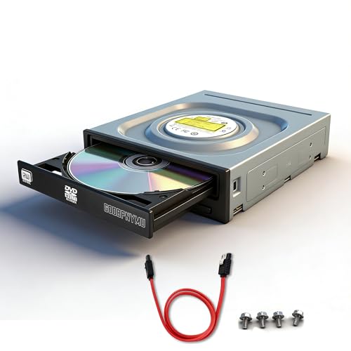 GODBPNYMU 24X Built-in Optical Drive for PC and Tower Chassis Disc duplicator，DVD/CD Read/Write Drive DVD Playback 5.25 SATA Interface CD Burner Compatible with Windows 7/8/10/11/ XP Linux macOS