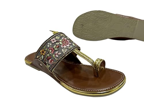 Shoe Bazar Ethnic Slippers For Women Slip Ons Grey Kolhapuri Chappals4