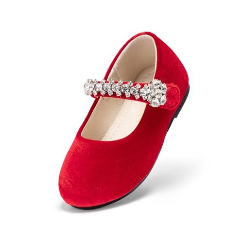Image of PHIRAMIN Toddler Flower Girl Glitter Dress Shoes Little Girl Ballet Flats Bow Wedding Party