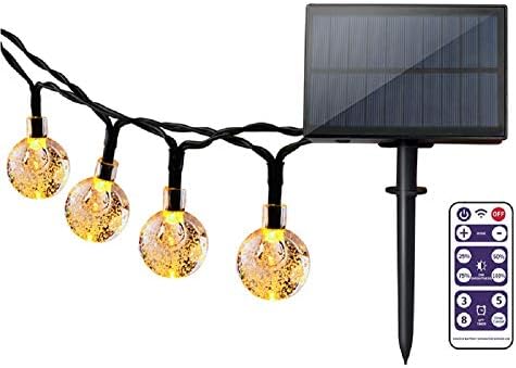 UPOOM Solar String Lights Outdoor 24FT 50LED Crystal Globe Garden Decorative Lights Waterproof Indoor Outdoor Fairy Lights for Garden, Patio, Yard, Christmas (Warmwhite-old)