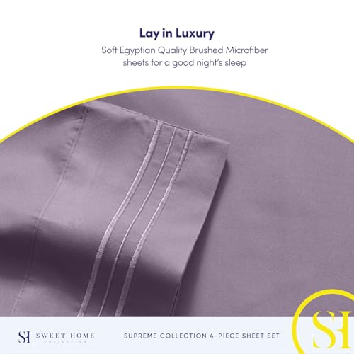 Queen Size Bed Sheets - Breathable Luxury Sheets with Full Elastic & Secure Corner Straps Built In - 1800 Supreme Collection Extra Soft Deep Pocket Bedding Set, Sheet Set, Queen, Plum