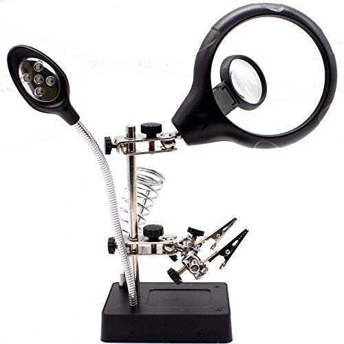 Lupa De Mesa com Garras Luz Led Ajustável Suporte Solda C/Fonte CBR03587