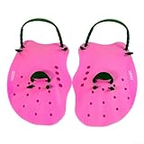 Für Kinder Schwimmhandschuhe Bequeme Handpaddel mit verstellbaren Riemen für sicheren Sitz und optimale Leistung (Rosa)