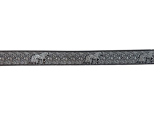 Mens Cowboy Belt Leather Color Silver Thread Cinto Charro Hilo Color Plata Horse Design3