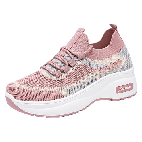 Damen Frühling und Herbst Dicke Lässige Höhenverbesserung Mesh Atmungsaktiv Orthopädische Freizeitschuhe Chucks Schuhe Frauen, rose, 39 EU