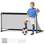 Goplus Soccer Goal, Portable POP Up Toddler Soccer Net with Metal Frame, Ground Stakes, Quick Setup, Foldable Soccer Training Equipment for Outdoor Practice Games (47