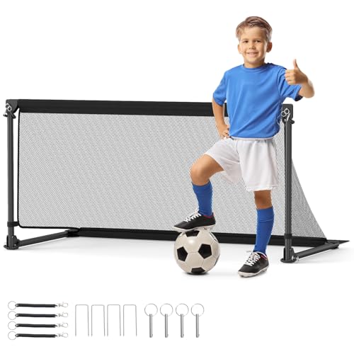 Goplus Soccer Goal, Portable POP Up Toddler Soccer Net with Metal Frame, Ground Stakes, Quick Setup, Foldable Soccer Training Equipment for Outdoor Practice Games (47