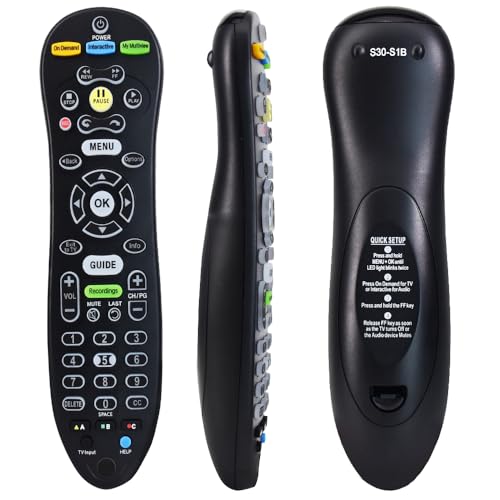 S30 S30-S1B Remote for AT&T U-Verse Receiver S30 Remote Replacement with U-Verse Receiver Cable Box ISB7005 ISB7000 Remote with Backlit Function 2 Years Warranty