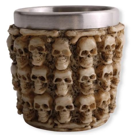 Copo De Caveira Caveirinhas Crânios Viking Aço Inoxidável em Resina Exclusiva 60 ml Para Shot Doses