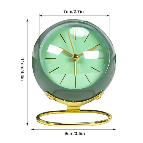 Colexy Tischuhr Analog Vintage, Quarzwecker Ohne Ticken, Wecker Analog Ohne Batterie, Grün Wecker Quarz Lautlos mit Nachtlicht für Schlafzimmer, Nachttisch, Schreibtisch, Regal, Büro