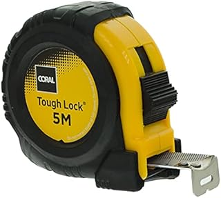Coral 57405 Tough Lock Pocket Tape Measure with Retracting Metric Rule and Steel Belt Clip 5M long 19MM wide , Yellow