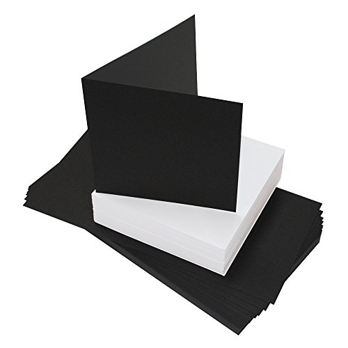 Craft UK 50 Tarjetas y Sobres Negros de 5 x 5 cm, Cartón, 12.7 x 12.7 x 12.7 cm Cover