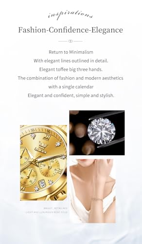Image of OLEVS Women Watch Stylish Elegant Chronograph Luxury Diamond Analog Quartz Stainless Steel Luminous Date Ladies Wrist Watches for Women