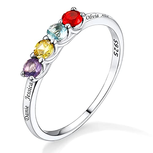 Bague argent personnalisé avec prénom et pierre de naissance cadeau femme