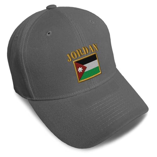 Baseball Caps for Men & Women Embroidered Jordan Flag Jordanian Middle East Ladies & Men Baseball Hats Acrylic Dark Grey Design Only