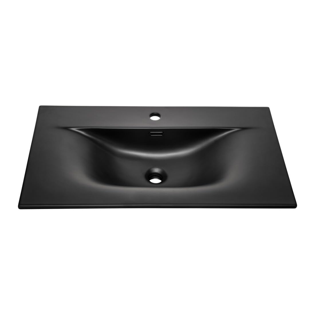 Veloa - Lavabo empotrado (80 cm, cerámica), color negro mate, diseño moderno, ovalado