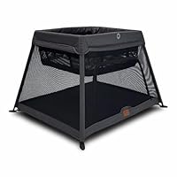 Venture Airpod Travel Cot – Lightweight Foldable Baby Cot with Newborn Insert, Mattress, Storage Bag & Playpen Function – Breathable Mesh Sides – Suitable from 0 to 3 Years - Dark Grey
