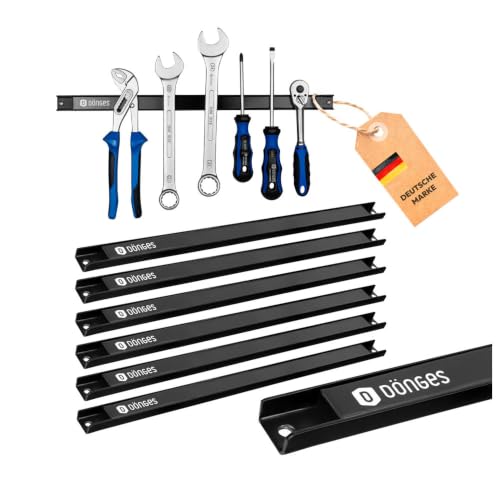 Dönges Lot de 6 barres magnétiques - Porte-outils mural - 46 cm - En acier - Charge maximale de 23 kg - Organiseur magnétique pour atelier, garage, abri de jardin - Inoxydable - Vis incluses
