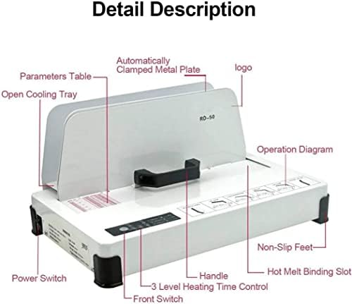 Rilegatrice elettrica a pettine con punzonatrice manuale, raccoglitore per documenti da 300 W, capacità di rilegatura 50 mm, rilega fino a 480 fogli per documenti e contratti