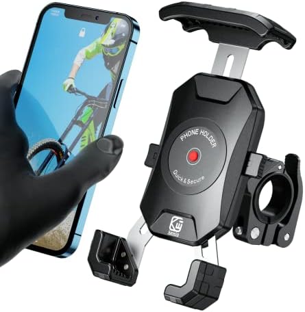 Kewig Motorcycle Phone Mount, Bike Phone Mount, Quick Install Handlebar Clip for Bicycle Scooter with Sturdy Aluminum Alloy Mounting Base, Fit for 4-7" Phones