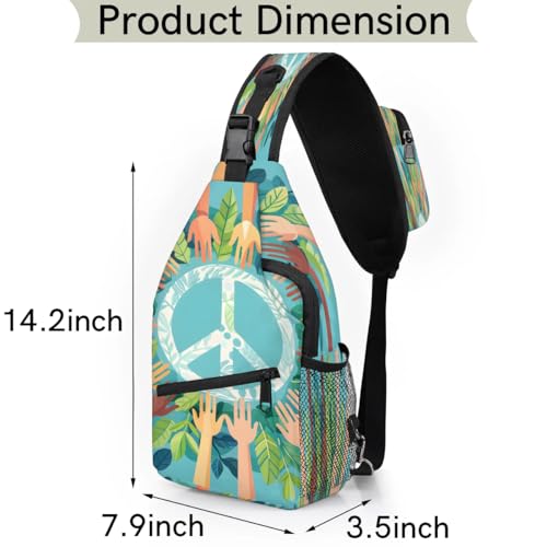 Bolso bandolera unisex para senderismo y viaje 7.9x3.5x14.2 pulg miniatura 2