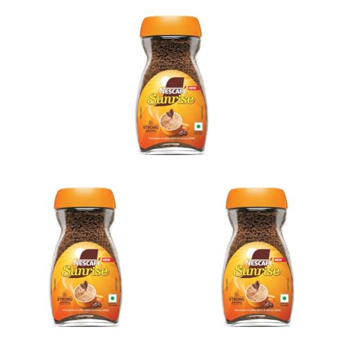 Image of Sunrise Instant Coffee Powder by Nescafe | Rich Aroma for the perfect start to your day | Coffee Chicory-Mix | 90g Jar (Pack of 3)