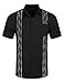 COOFANDY Mens Summer Cotton Linen Shirt Short Sleeve Guayabera Shirts with Pocket Black