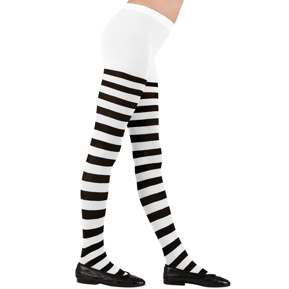 CARTOON calze collant rigate bianco/nero 70 den accessori travestimento halloween cosplay - 0122