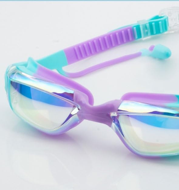 Professional Waterproof and Anti-fog Swimming Earplugs Electroplated Goggles Silicone