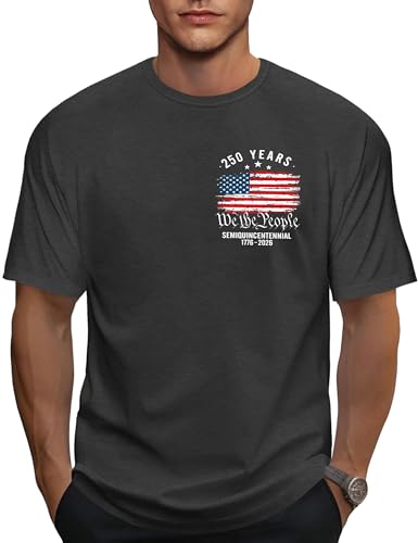 Image of Ithalt Men's American Flag Shirt 4th of July T-Shirt USA Patriotic Tee Shirt Independence Day Top