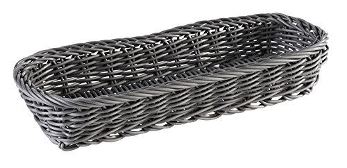 APS 40011 ECONOMIC Polypropylen Besteck Spender, Flechtwerk, Besteckkorb, Aufbewahrungskorb, 27 x 10 x 4, 5 cm, Anthrazit