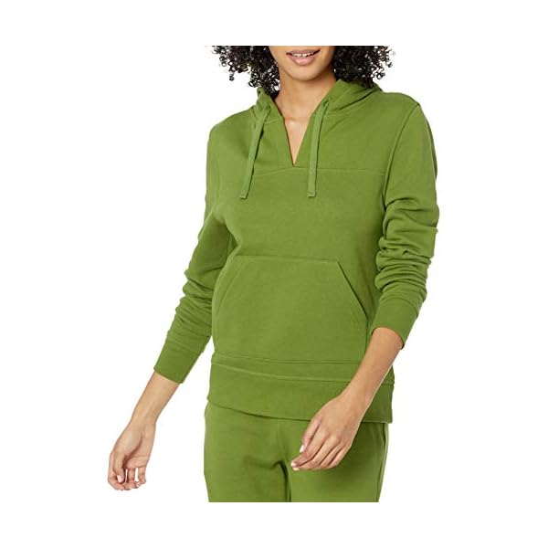 Amazon-Essentials-Womens-Classic-Fit-Long-Sleeve-Open-V-Neck-Hooded-Sweatshirt Amazon Essentials Women's Classic-Fit Long-Sleeve Open V-Neck Hooded Sweatshirt, Green, Medium