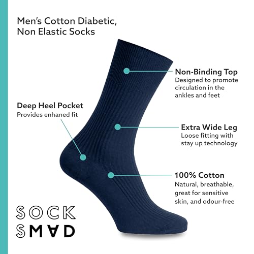 Chaussettes diabétiques homme couleurs assorties 100 % coton