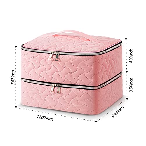Nail Polish Organizer Case Holds 42 Bottles (15Ml/0.5 Fl.oz), Double-Layer Nail Polish Storage With Adjustable Dividers, Portable Nail Polish Bag For Nail Gel Nail Lamp And Manicure Tools, Pink #TOP6