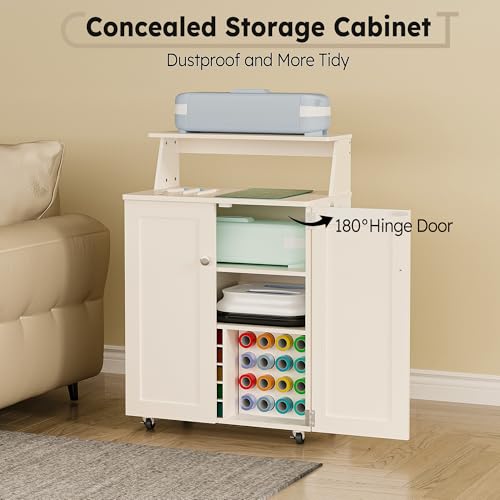 Craft Organizer Cart & Storage Cabinet, Crafit Rolling Storage Organizer with Vinyl Roll Holder for Craft Room Home Organization