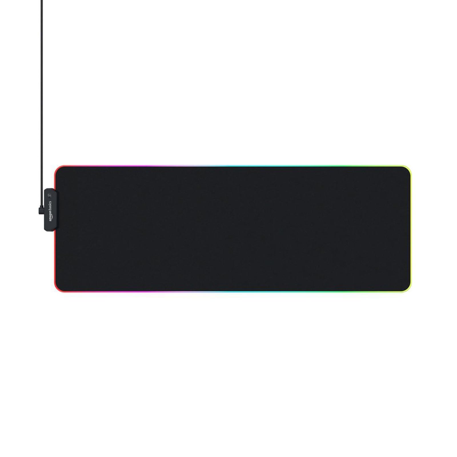 amazon basics RGB Light Gaming Mouse Pad Desk Mat for PC/Laptop | 11 Lighting Modes (7 Static & 4 Dynamic Modes) | Extended Keyboard Mouse Pad | Non-Slip Rubber Base | Embroidery Edges (Size - XL)
