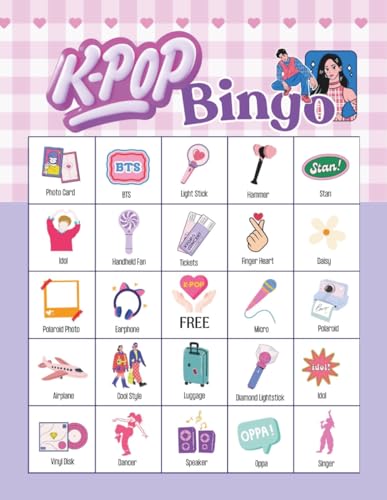 Kpop Bingo Game: K pop Themed Party Games for music fandom, Comeback Viewing Parties, and Idol Fan Gifts