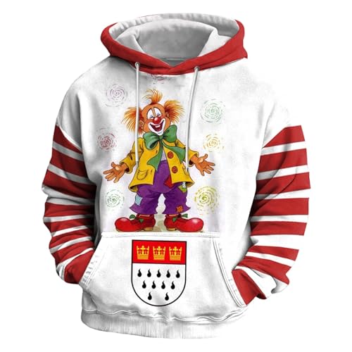 Generisch Sudadera con capucha divertida para hombre, con estampado de Colonia, para carnaval, moda, sudadera con capucha, suave, deportiva, informal, payaso, camiseta de manga larga con capucha para