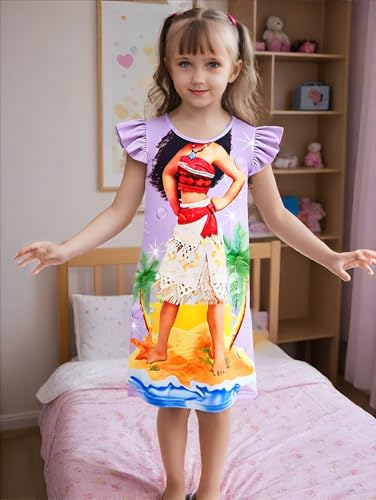 Girls Nightgowns 3-6 Years Flutter Sleeves Nightdress Nightie Dress Sleepwear Pajamas for Little Girls2
