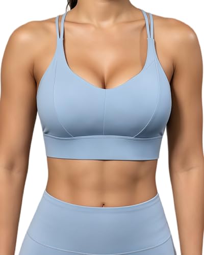 Image of Grace Form Sports Bra for Women Strappy Medium Support Push Up Padded Sports Bra for Running Workout Bra Yoga Bra